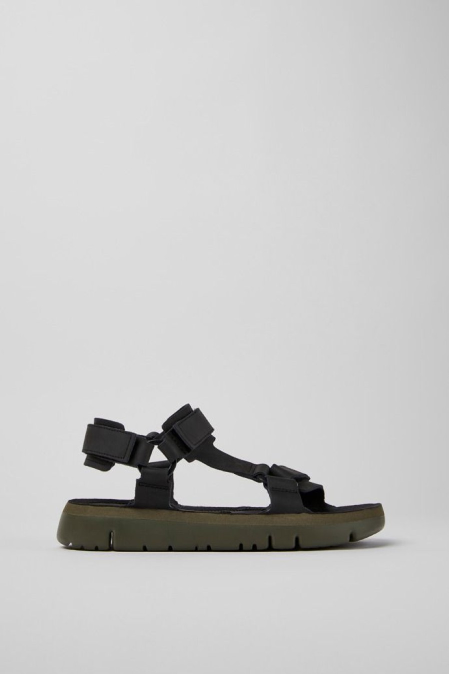 Camper Sandalias | Sandalias Negras De Piel Para Hombre