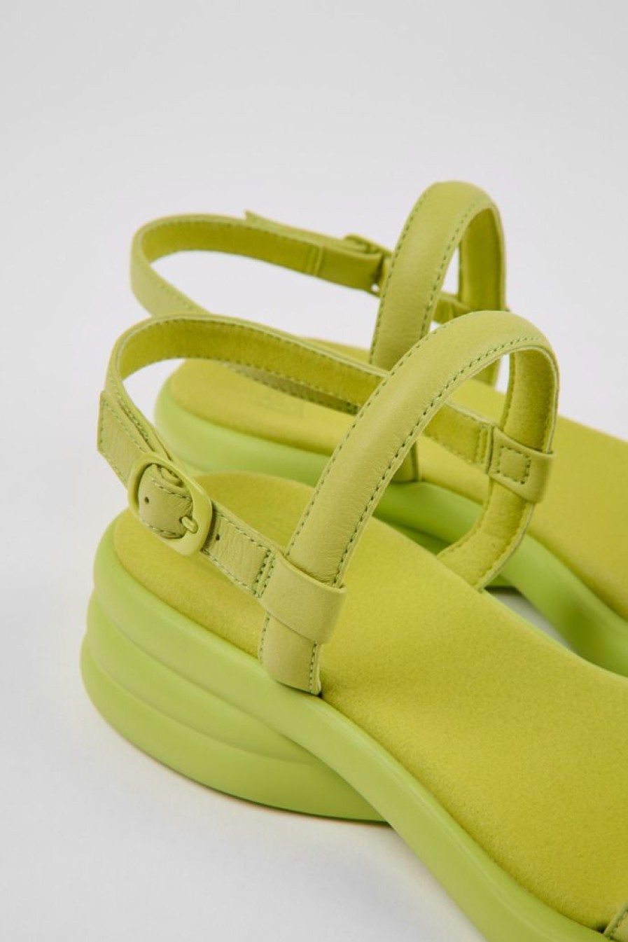 Camper Sandalias | Sandalias Verdes De Piel Para Mujer