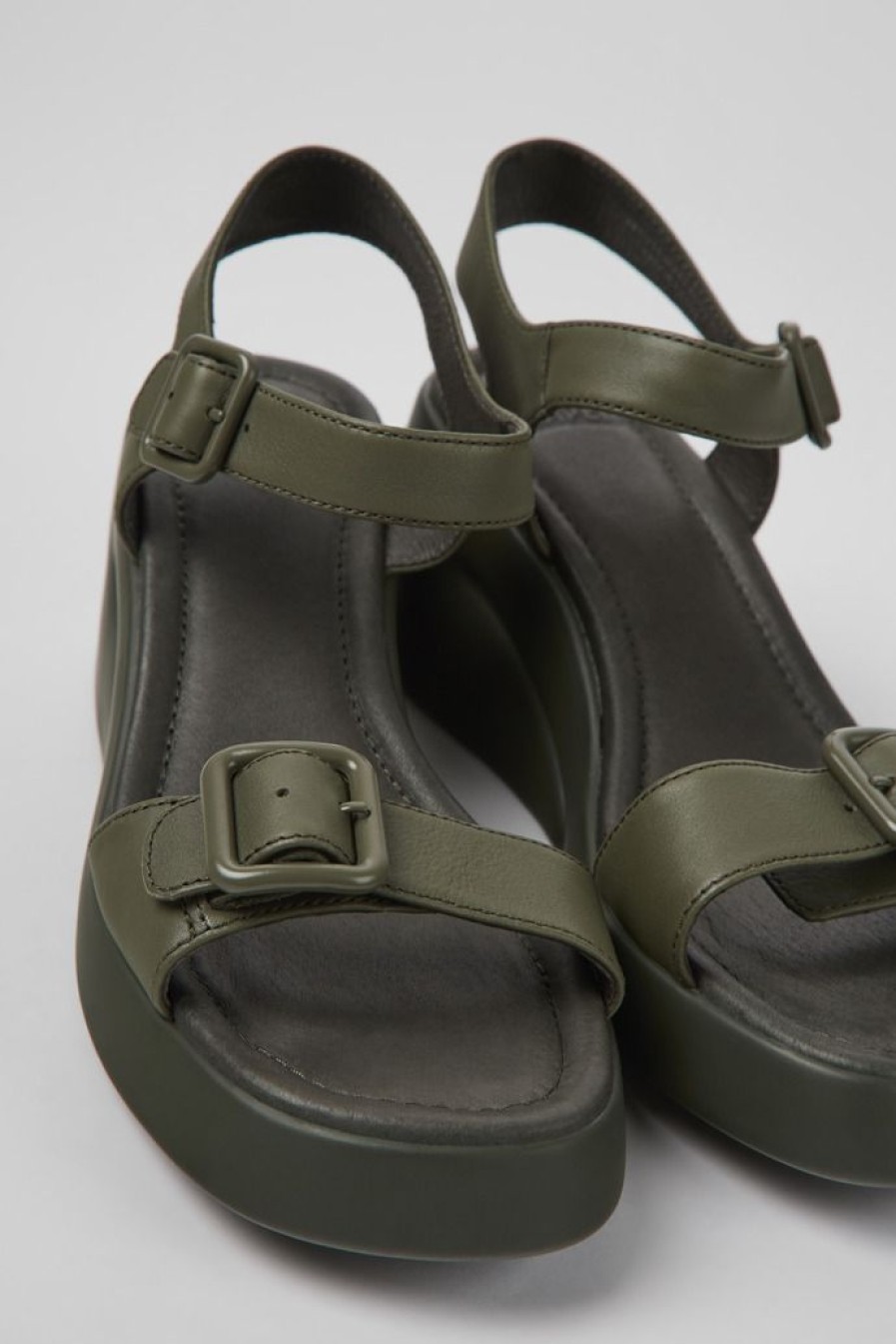 Camper Sandalias | Sandalias Verdes De Piel Para Mujer