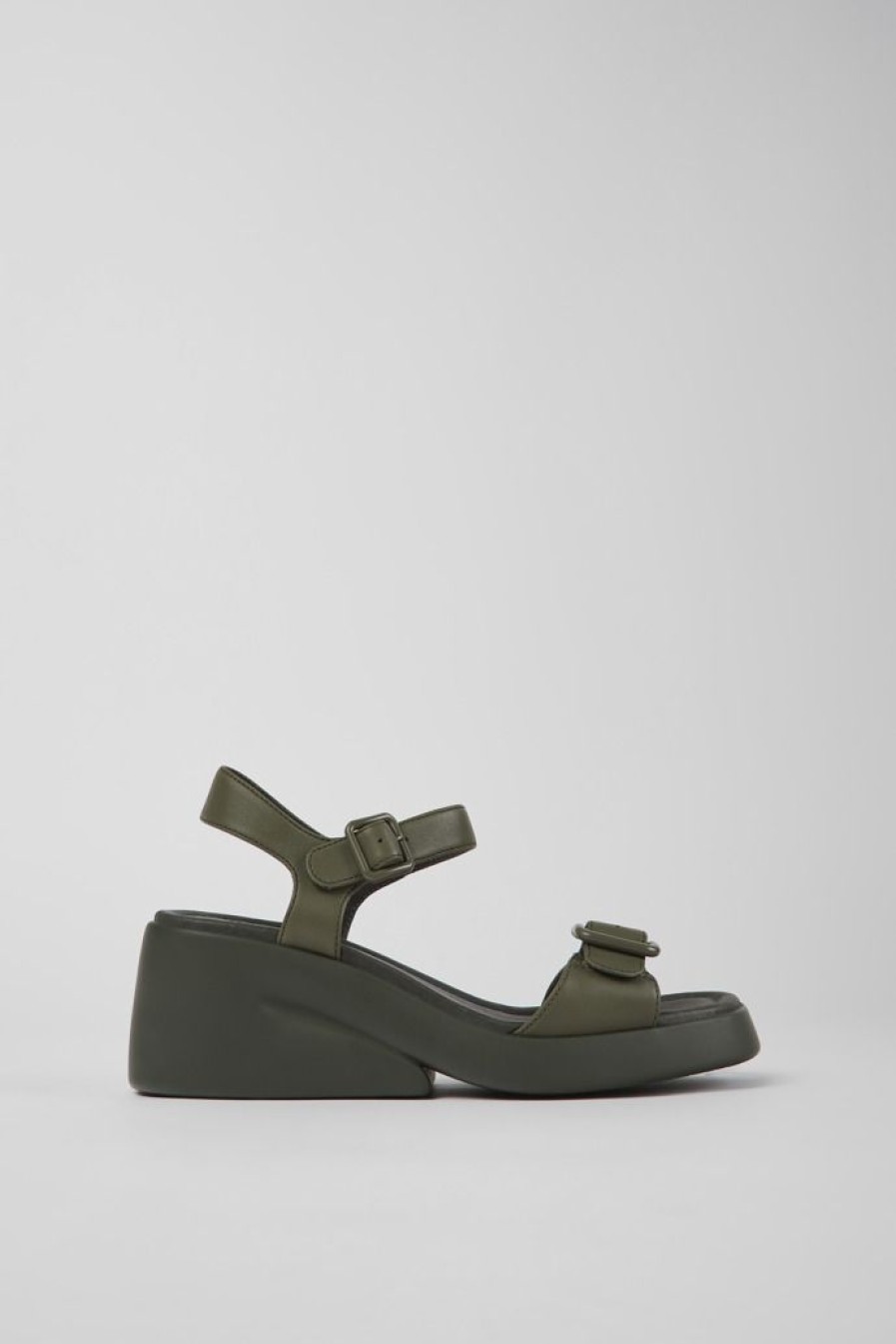 Camper Sandalias | Sandalias Verdes De Piel Para Mujer