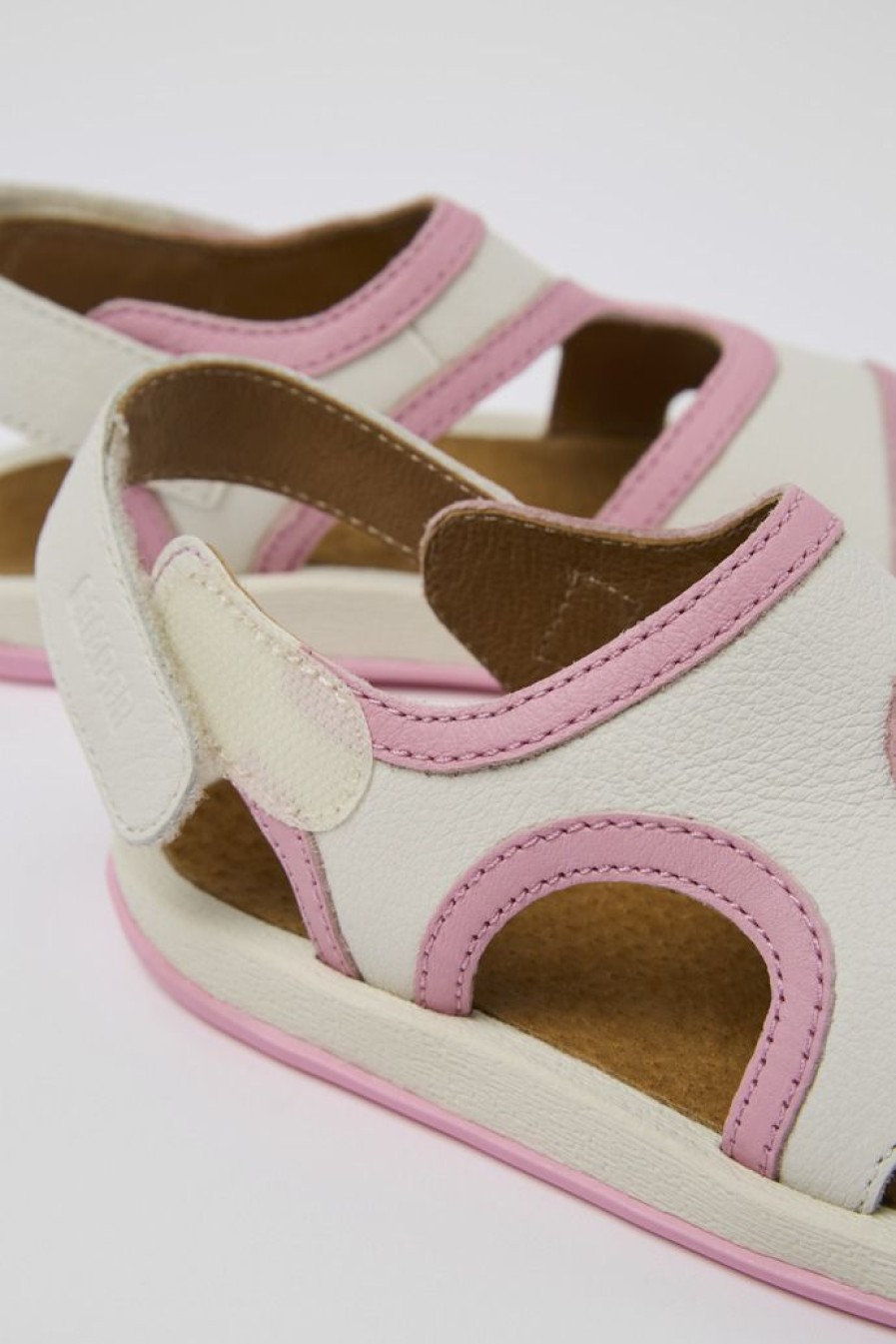 Camper Sandalias | Sandalia De Piel Blanca Con Dos Tiras