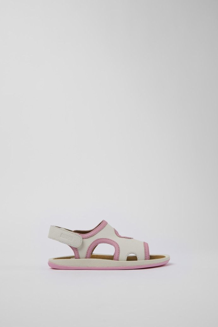 Camper Sandalias | Sandalia De Piel Blanca Con Dos Tiras