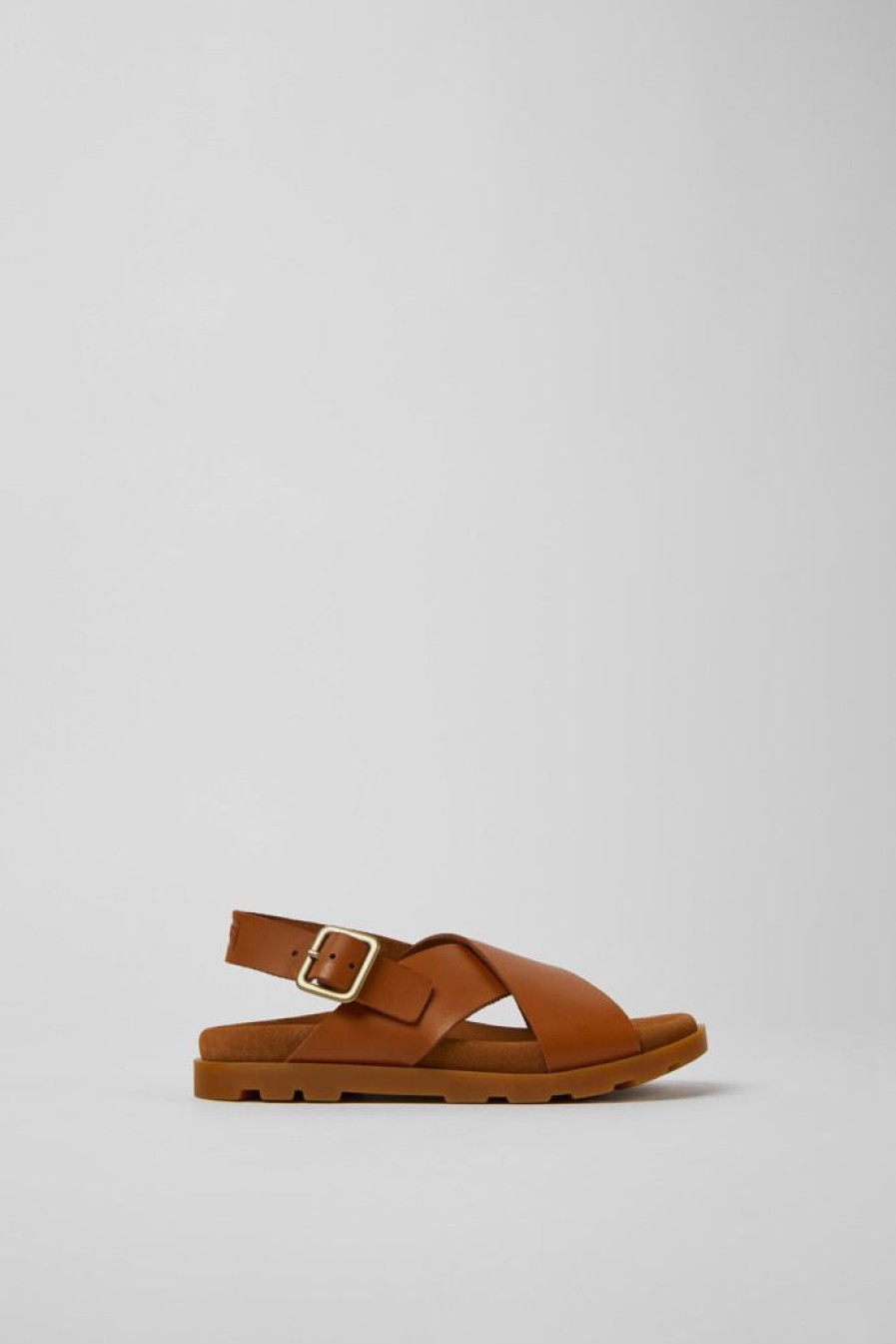 Camper Sandalias | Sandalias Marrones De Piel Para Ninos