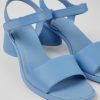 Camper Sandalias | Sandalia De Tacon De Piel Azul Para Mujer