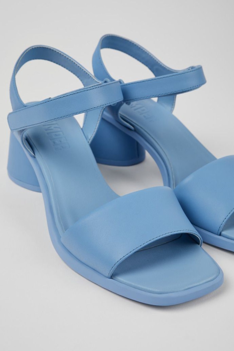 Camper Sandalias | Sandalia De Tacon De Piel Azul Para Mujer