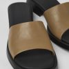 Camper Sandalias | Chancla De Piel Marron Para Mujer