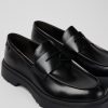 Camper Zapatos De Vestir | Mocasines Negros De Piel Para Hombre