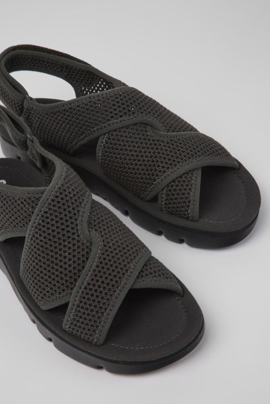 Camper Sandalias | Sandalias Gris Oscuro De Tejido Para Mujer