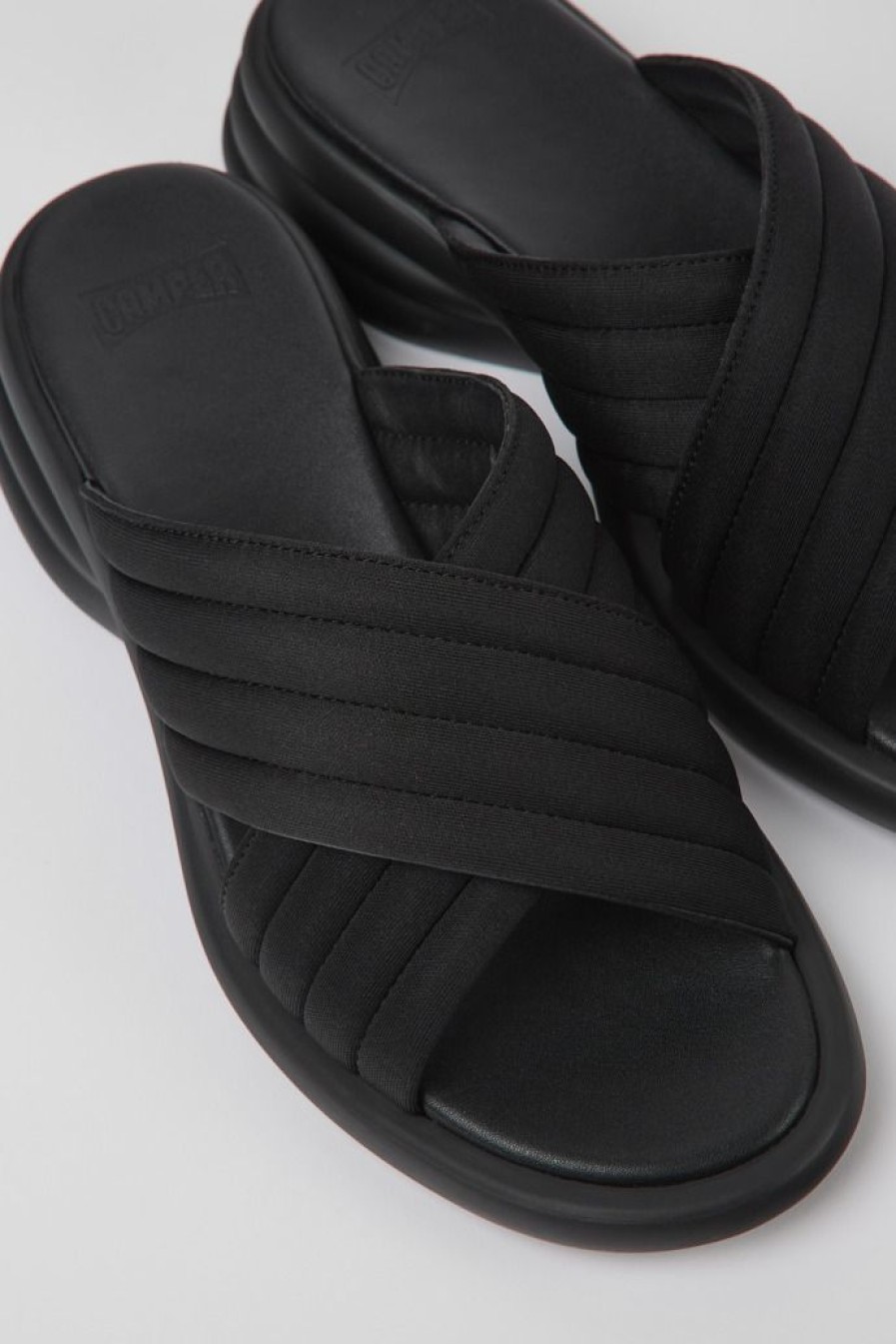 Camper Sandalias | Sandalias Negras De Tejido Para Mujer