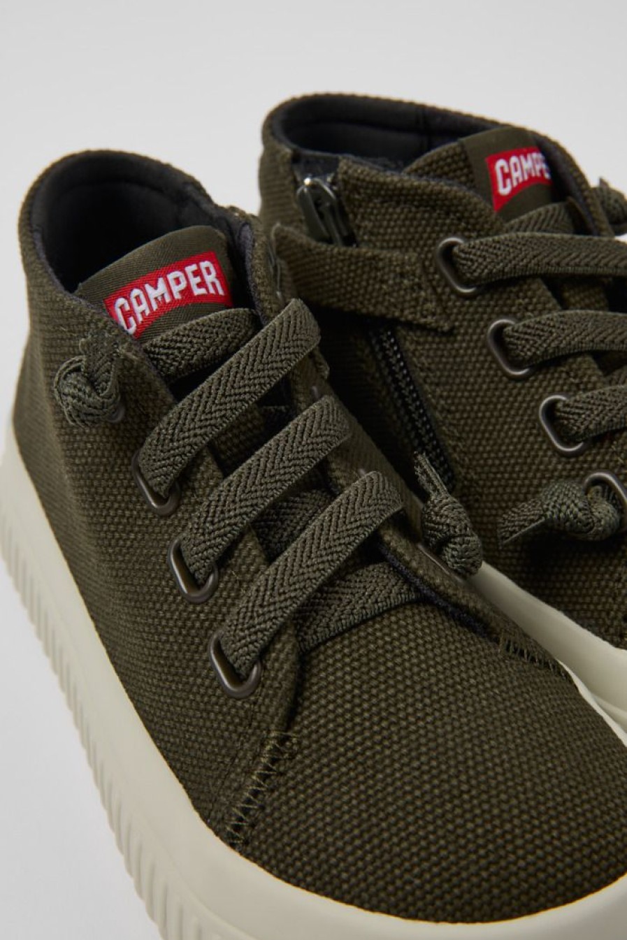 Camper Zapatos De Cordones | Sneakers Verdes De Tejido Para Ninos