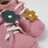 Camper Autocierre | Zapatos Rosas De Piel Para Ninos