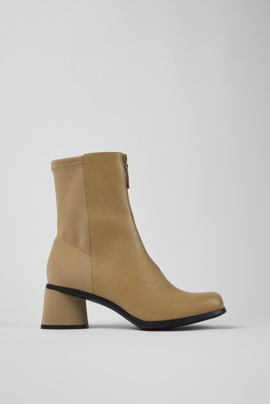 Camper Zapatos De Tacon | Botas Beige De Piel Y Pet Reciclado Para Mujer