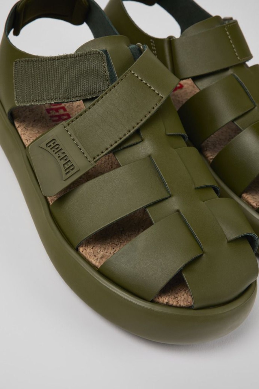 Camper Sandalias | Sandalia De Piel Verde Para Hombre