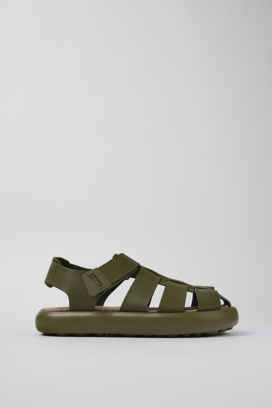 Camper Sandalias | Sandalia De Piel Verde Para Hombre