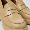 Camper Zapatos De Vestir | Mocasines Beiges De Piel Para Mujer