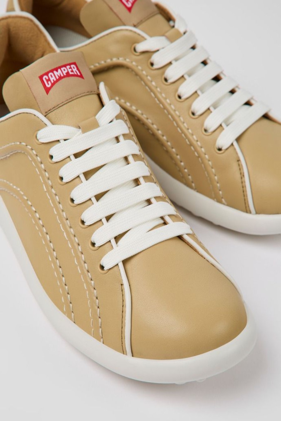 Camper Zapatillas | Sneakers Beiges De Piel Para Mujer