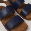 Camper Sandalias | Sandalia De Piel Azul Con Dos Tiras