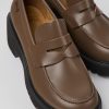 Camper Zapatos De Vestir | Mocasines Marrones De Piel Para Mujer