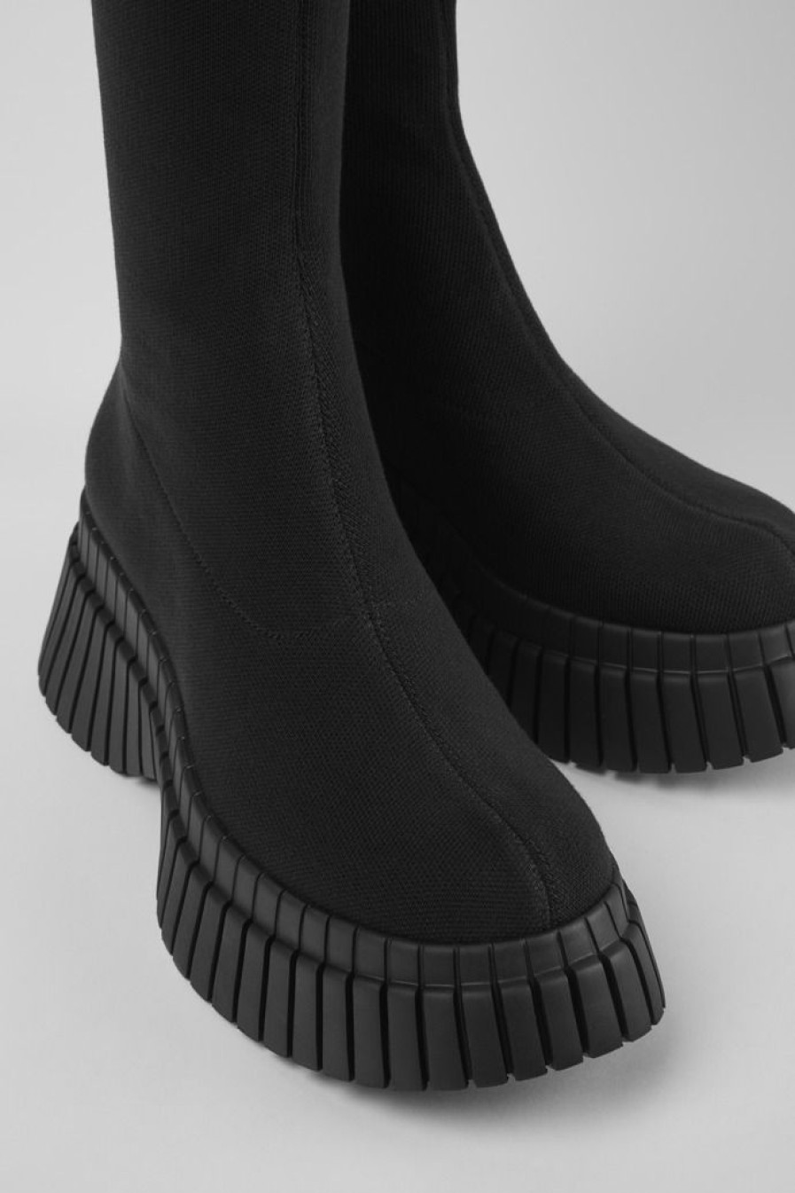 Camper Plataformas / Cunas | Botas Negras De Tejido Para Mujer