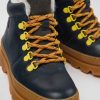Camper Zapatos De Cordones | Botines Azul Marino De Piel Y Nobuk Para Ninos
