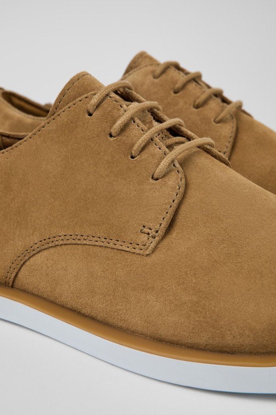 Camper Zapatos De Vestir | Zapato Blucher De Nobuk Marron Para Hombre