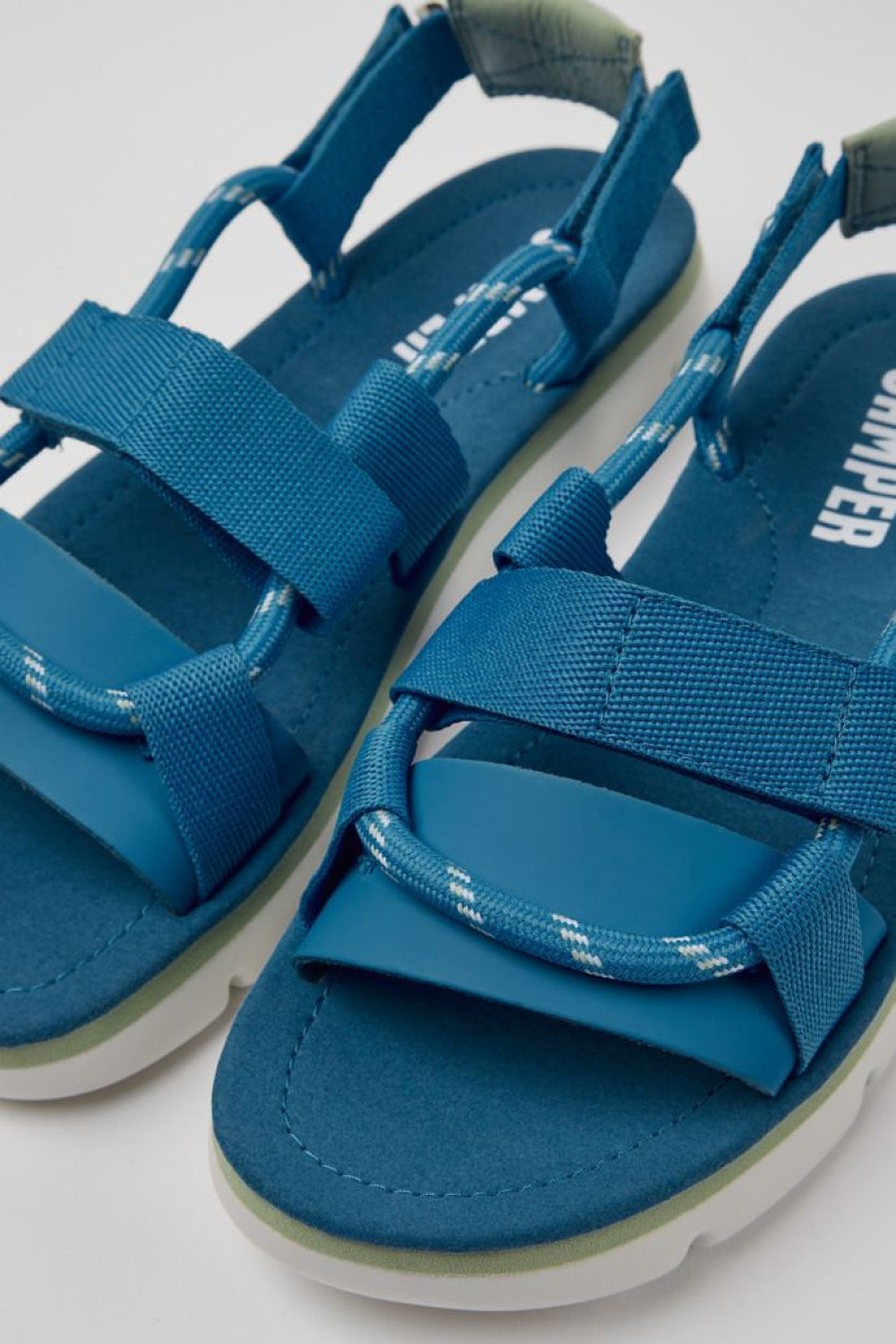 Camper Sandalias | Sandalias De Piel Azules Y Verdes Para Mujer