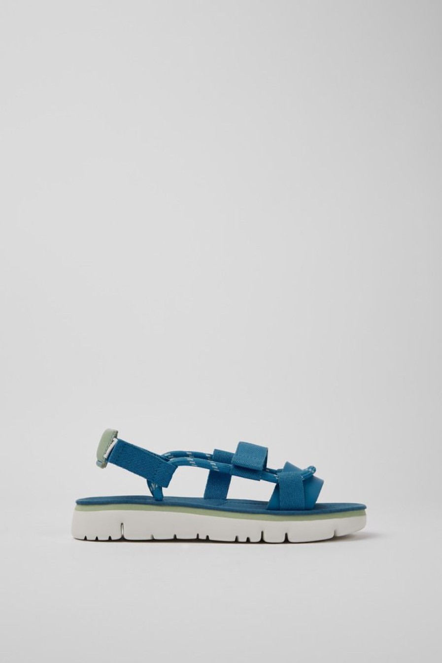 Camper Sandalias | Sandalias De Piel Azules Y Verdes Para Mujer