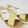 Camper Sandalias | Sandalias De Piel Y Tejido Para Mujer