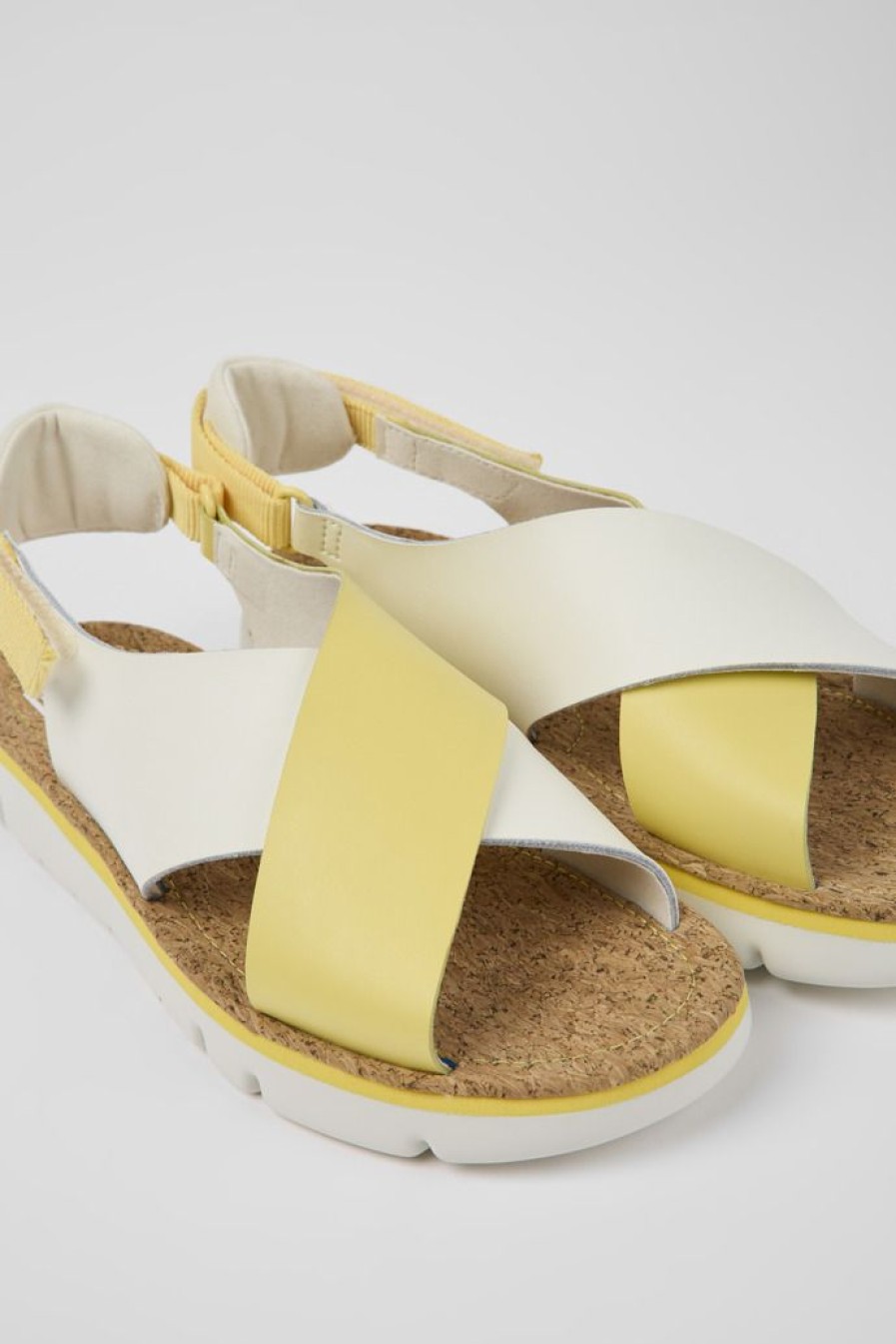 Camper Sandalias | Sandalias De Piel Y Tejido Para Mujer