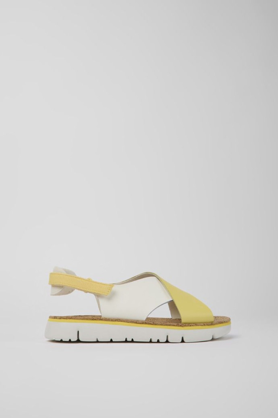 Camper Sandalias | Sandalias De Piel Y Tejido Para Mujer