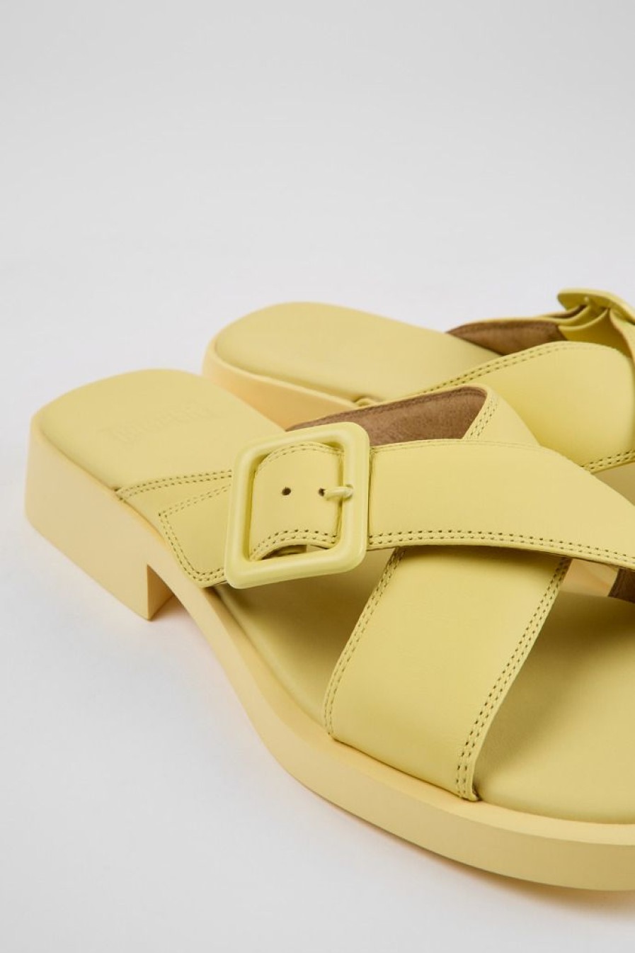 Camper Sandalias | Sandalias De Piel Amarillas Para Mujer