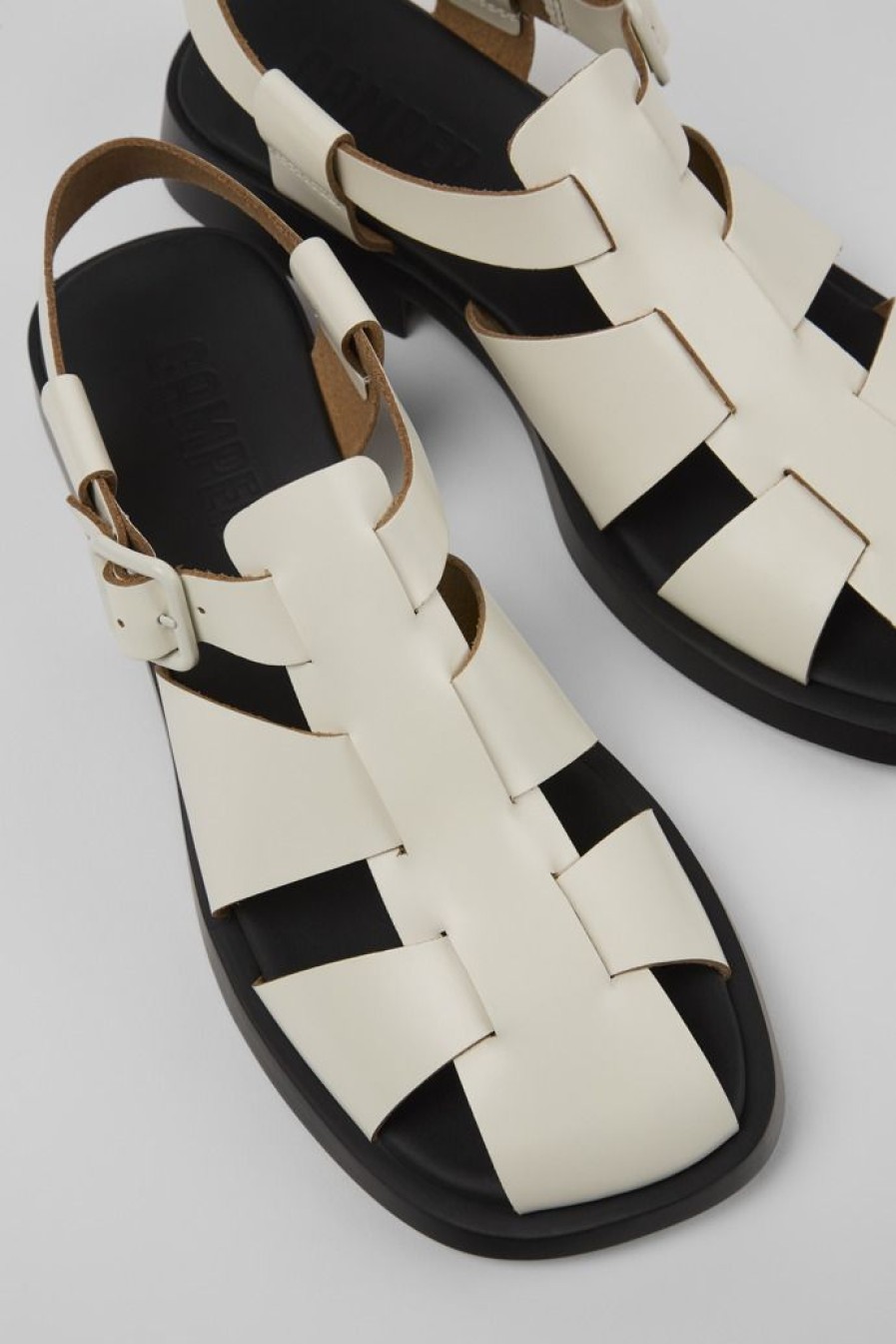 Camper Sandalias | Sandalia De Piel Blanca Para Mujer