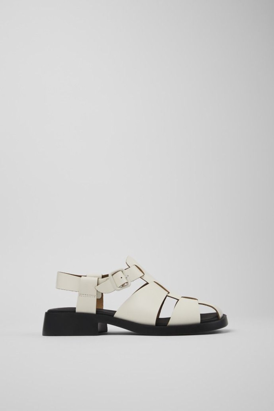 Camper Sandalias | Sandalia De Piel Blanca Para Mujer