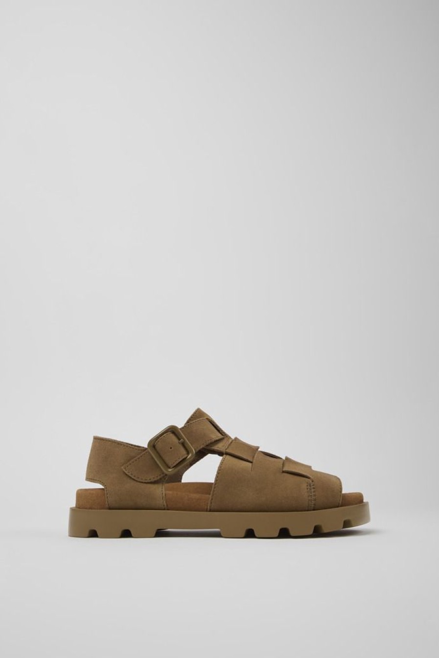 Camper Sandalias | Sandalia De Nobuk Marron Para Mujer