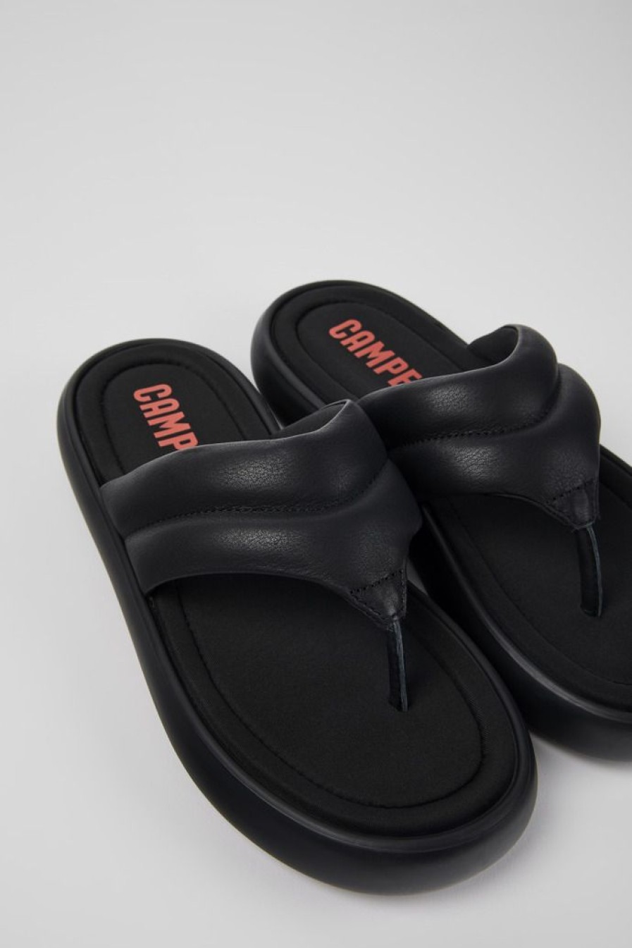 Camper Sandalias | Chancla De Piel Negra Para Hombre