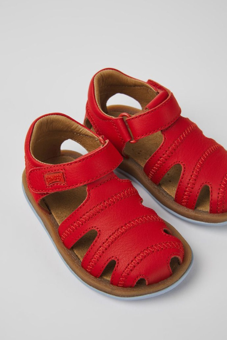 Camper Sandalias | Sandalias Rojas De Piel Para Ninos