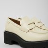 Camper Zapatos De Vestir | Mocasines Blancos De Piel Para Mujer