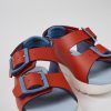 Camper Sandalias | Sandalias Rojas De Piel Para Ninos