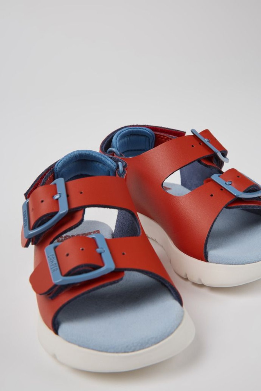 Camper Sandalias | Sandalias Rojas De Piel Para Ninos