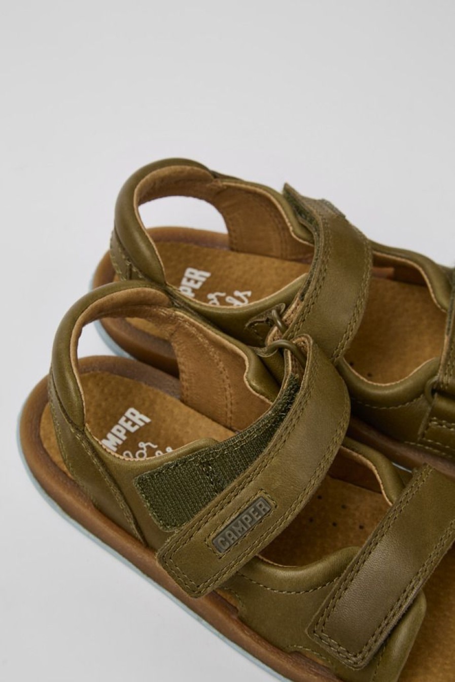 Camper Sandalias | Sandalias Verdes De Piel Para Ninos