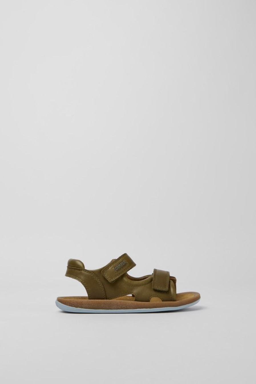 Camper Sandalias | Sandalias Verdes De Piel Para Ninos