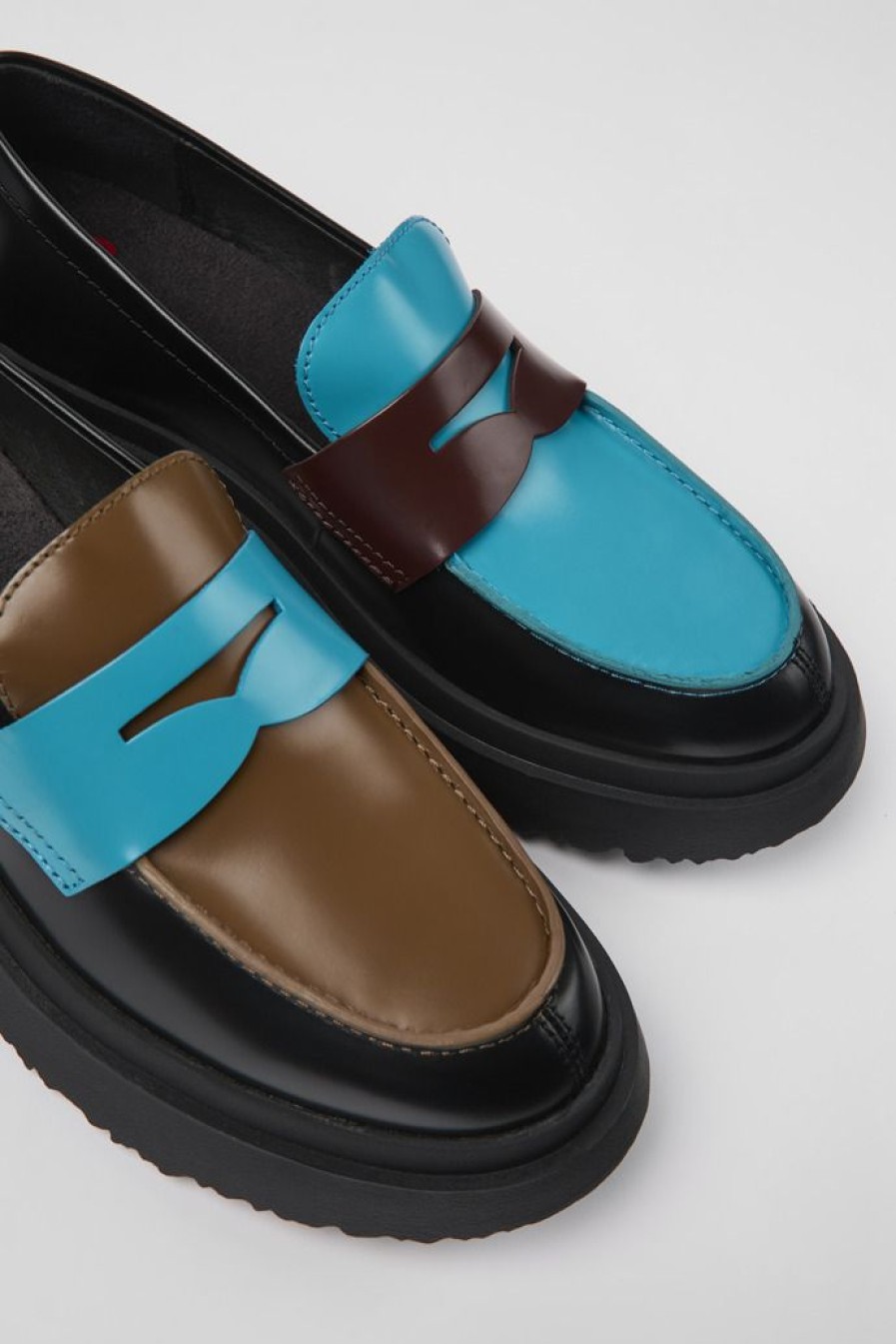 Camper Zapatos De Vestir | Mocasines Multicolores De Piel Para Mujer