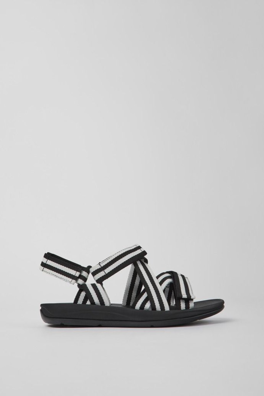 Camper Sandalias | Sandalias Blancas Y Negras De Tejido Para Hombre