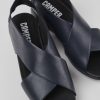 Camper Sandalias | Sandalia Con Tira Cruzada De Piel Azul Para Mujer