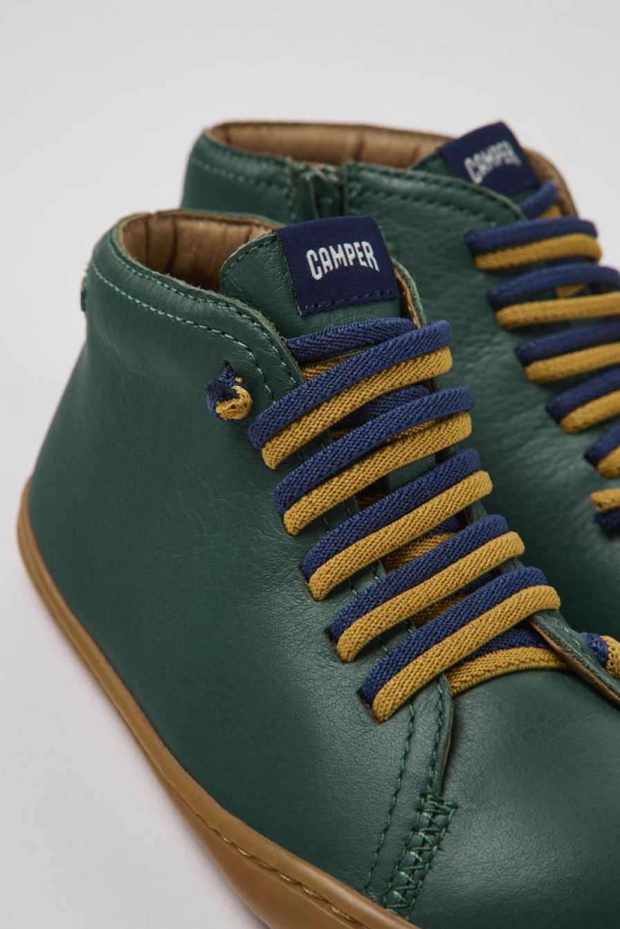 Camper Zapatos De Cordones | Botines Verdes De Piel Para Ninos