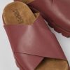 Camper Sandalias | Sandalia Con Tira Cruzada De Piel Roja Para Mujer