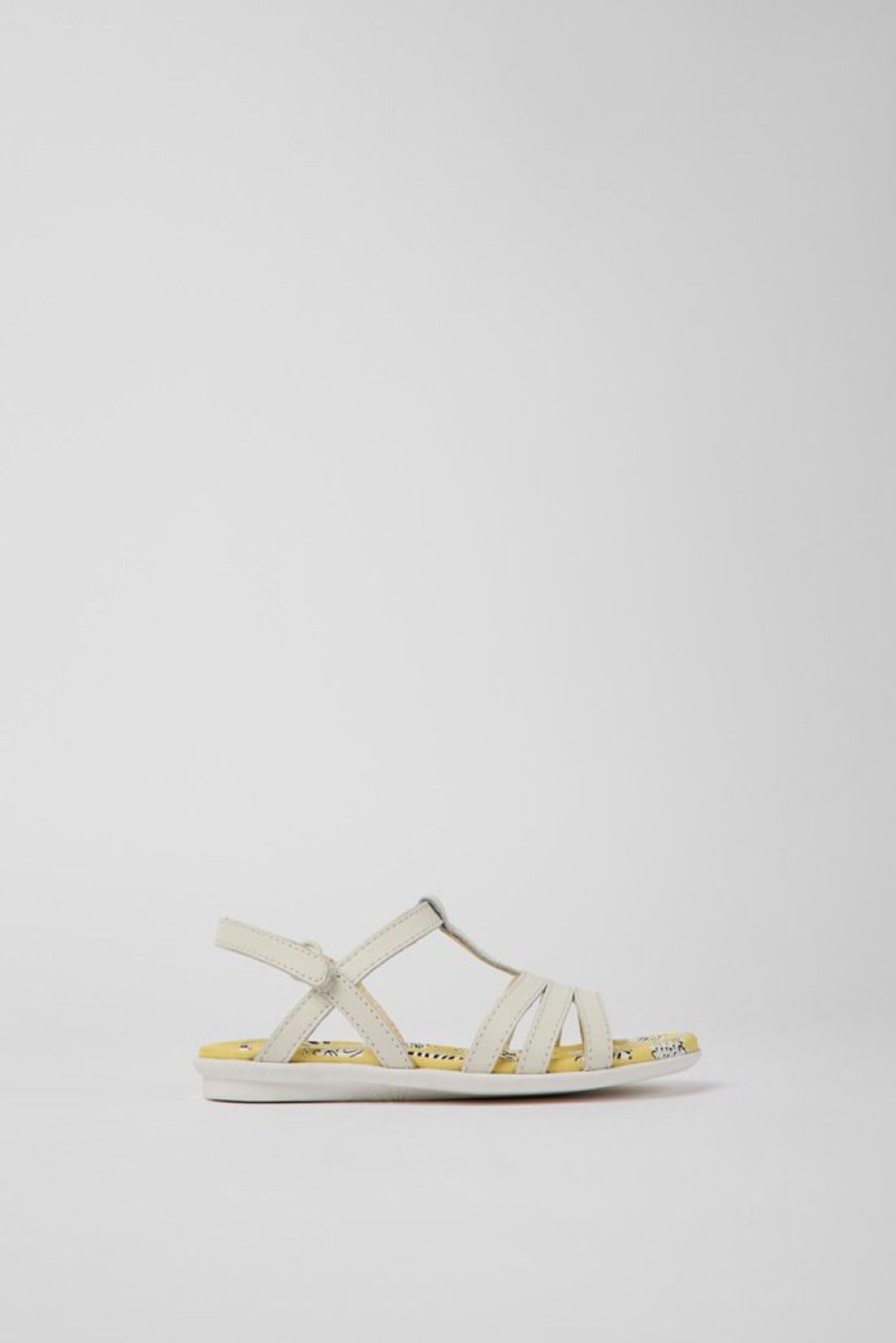 Camper Sandalias | Sandalias Blancas De Piel Para Ninos