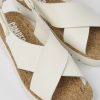 Camper Sandalias | Sandalias Blancas De Piel Y Tejido Para Mujer