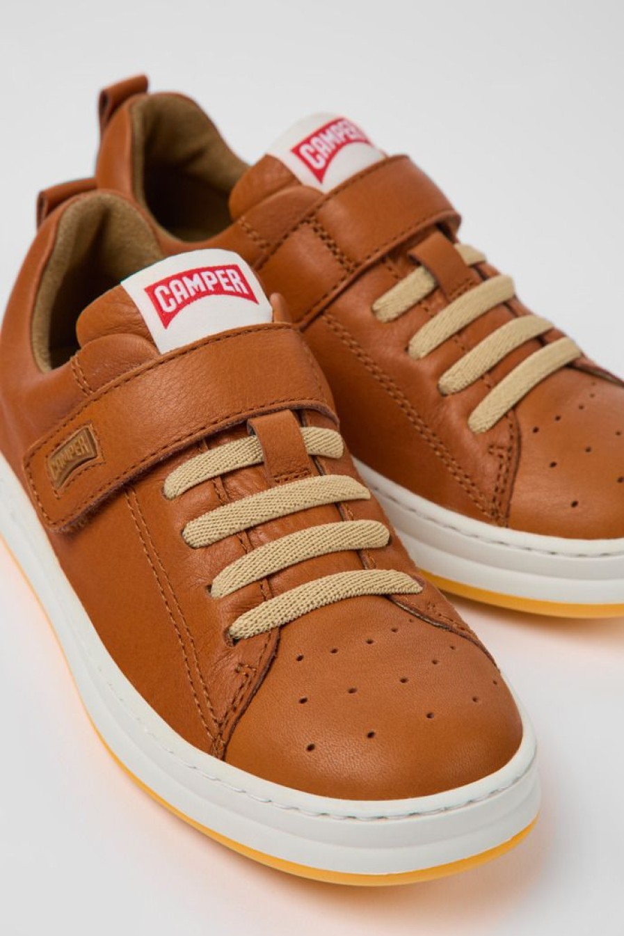 Camper Zapatillas | Sneakers Marrones De Piel Para Ninos