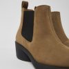 Camper Zapatos De Tacon | Botines Marrones De Nobuk Para Mujer